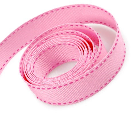 Ribbon Warehouse_0115 Pink with Hot Pink Saddle Stitch Ribbon