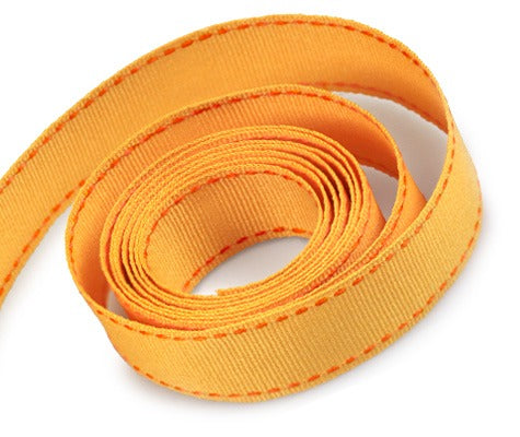Ribbon Warehouse_0660 Yellow Gold with Orange Saddle Stitch Ribbon