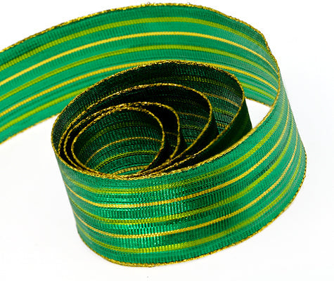 Ribbon Warehouse_Green Metal Wave (Wire Edged)