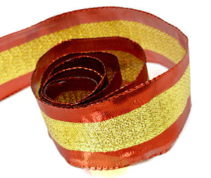 Ribbon Warehouse_0250 Red/Gold Glitz (Wire Edge)
