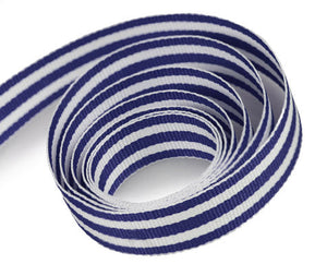 Ribbon Warehouse_Navy & White Mono Stripe Ribbon