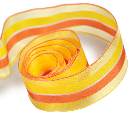 Ribbon Warehouse_Yellow/Orange Beach Stripes (Wire Edged)