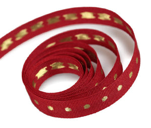 Ribbon Warehouse_Red & Gold Metallic Dot