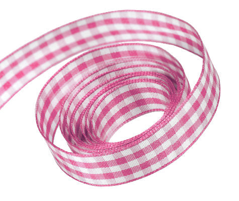 Ribbon Warehouse_0156 Hot Pink Party Plaid Ribbon