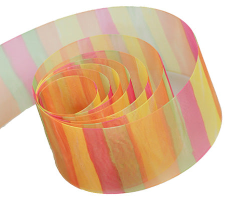 Ribbon Warehouse_Grn/Pnk/Org/Yel Vertical Stripe Soft Shades